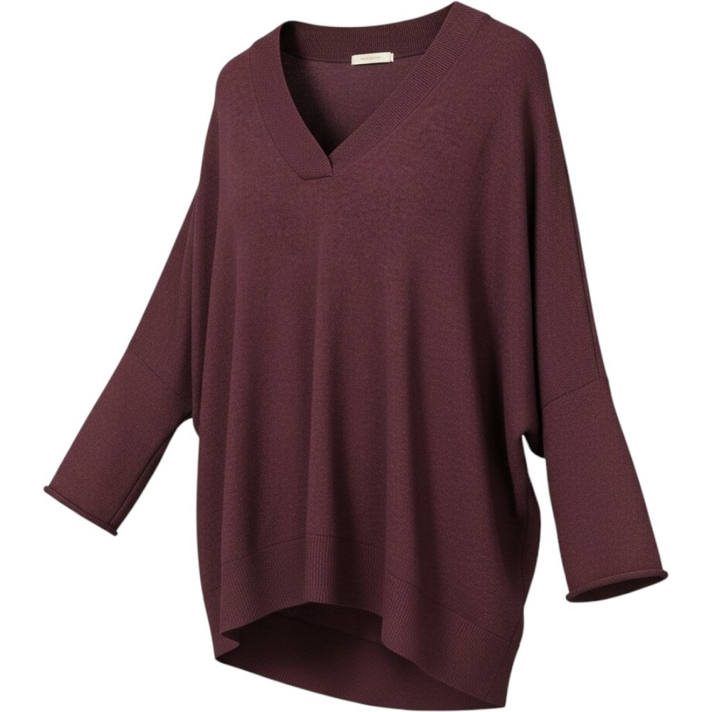 Loft Sweater Womens M Burgundy V-Neck Dolman Knit Pullover